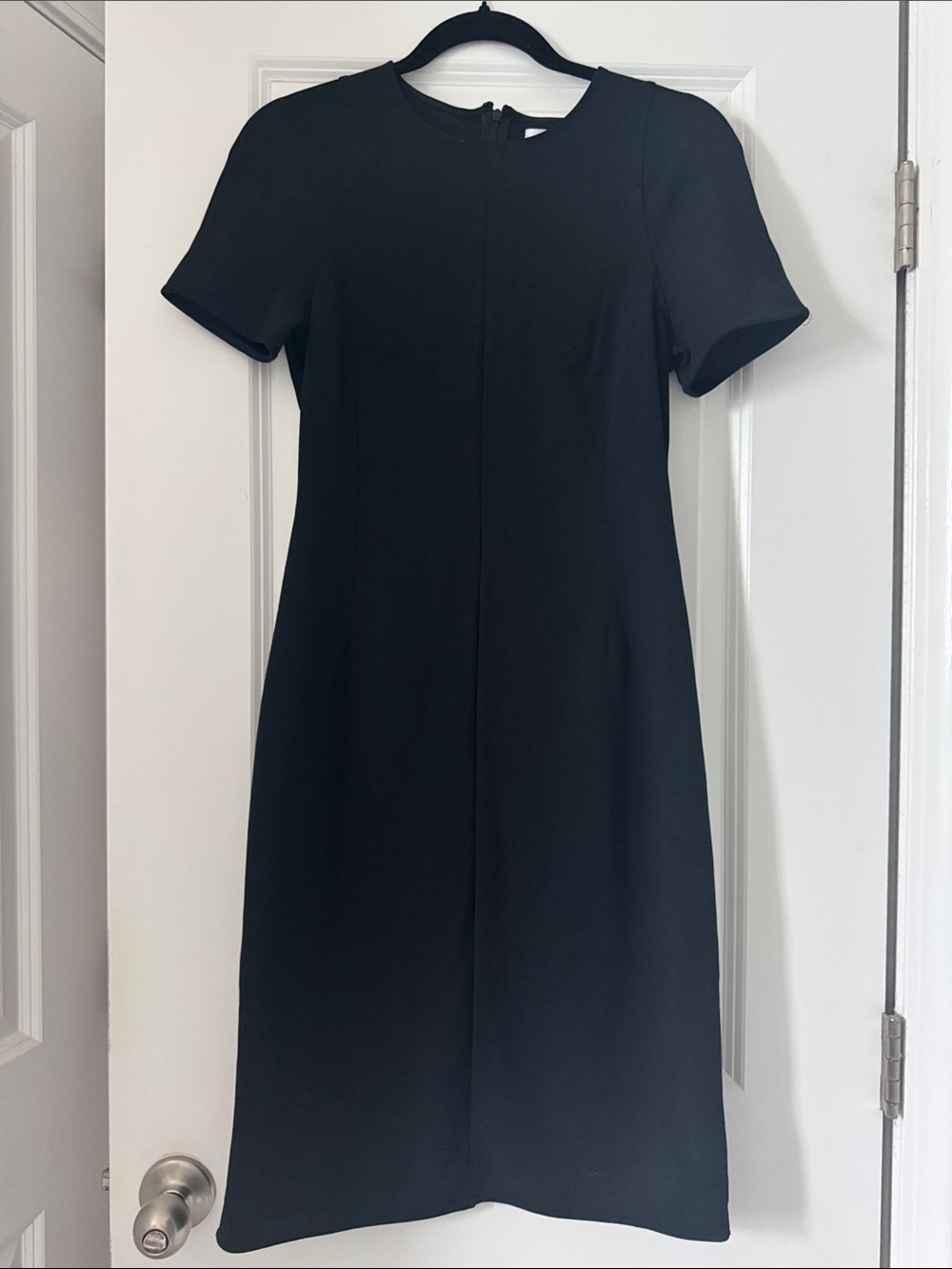 Classic Black Short-Sleeve Sheath Dress